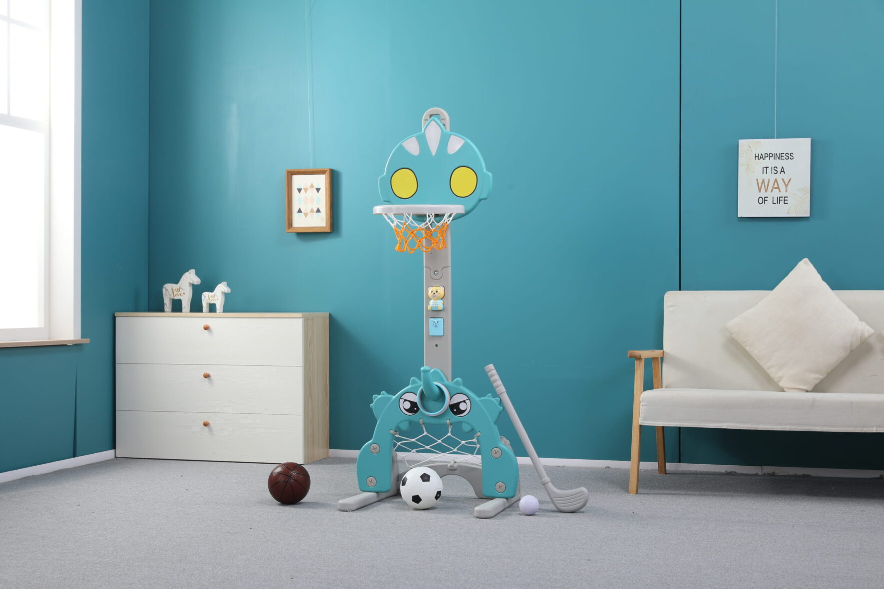 4 in 1 Basketball Hoop for Kids green