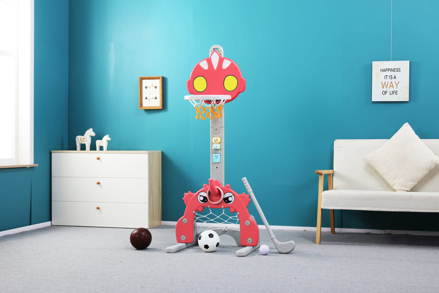 4 in 1 Basketball Hoop for Kids red