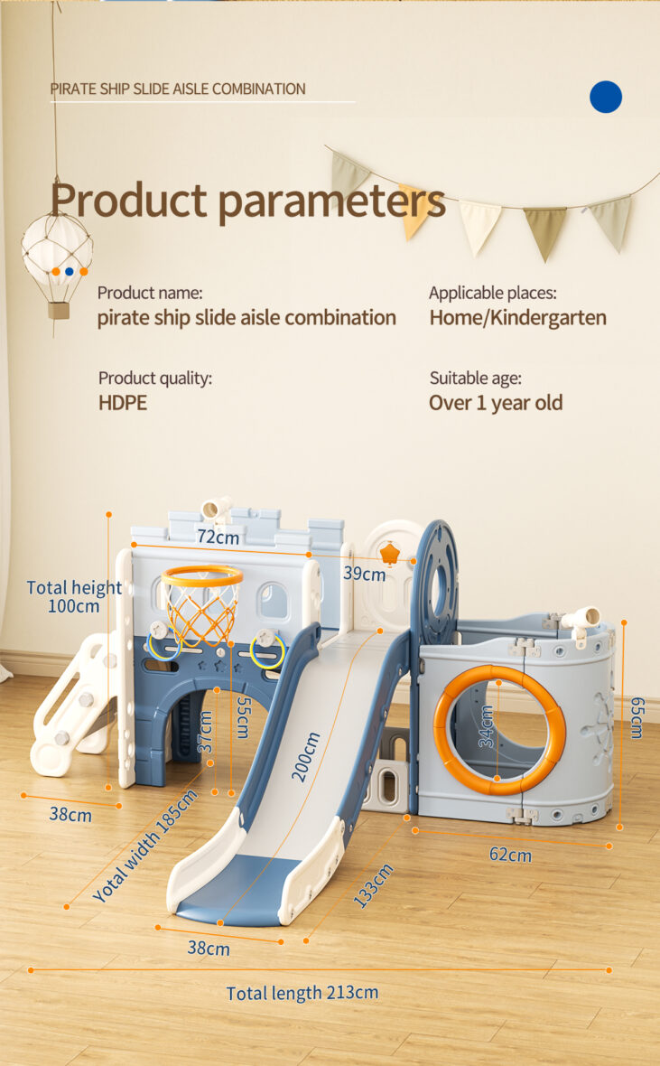 Pirate ship-themed toddler slide playset11