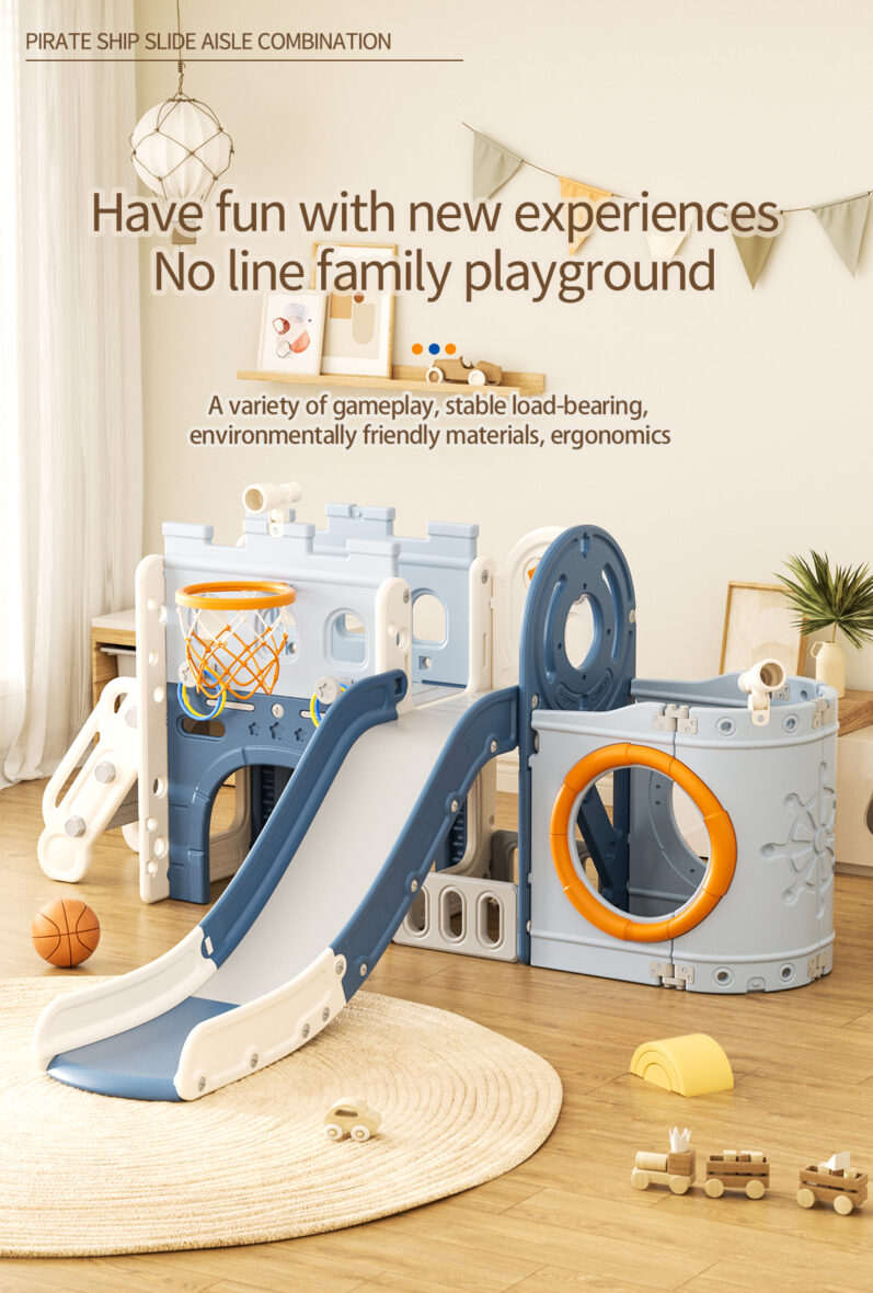 Pirate ship-themed toddler slide playset3