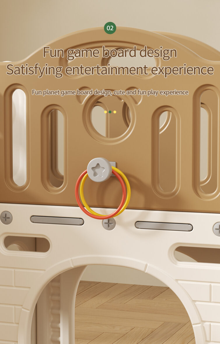 kids indoor playset swing slide Playground Cartoon Bear GreyCoffee3