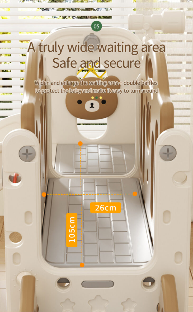 kids indoor playset swing slide Playground Cartoon Bear GreyCoffee5